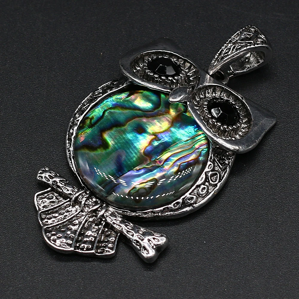 Natural Abalone Shell Pendant Owl Shape Natural Shell Pendant Charms for Making Women DIY Jewelry Necklace Size 30x55mm