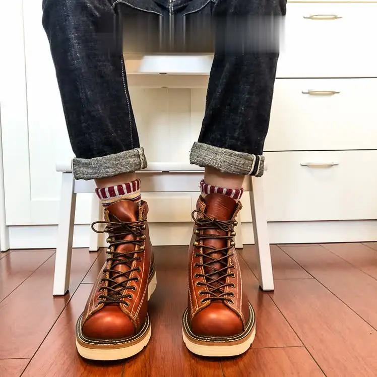 U6796 Red Tornado Super Quality Handmade Italian Cowhide Genuine Leather American Style Goodyear Welted Boots Size 35-49