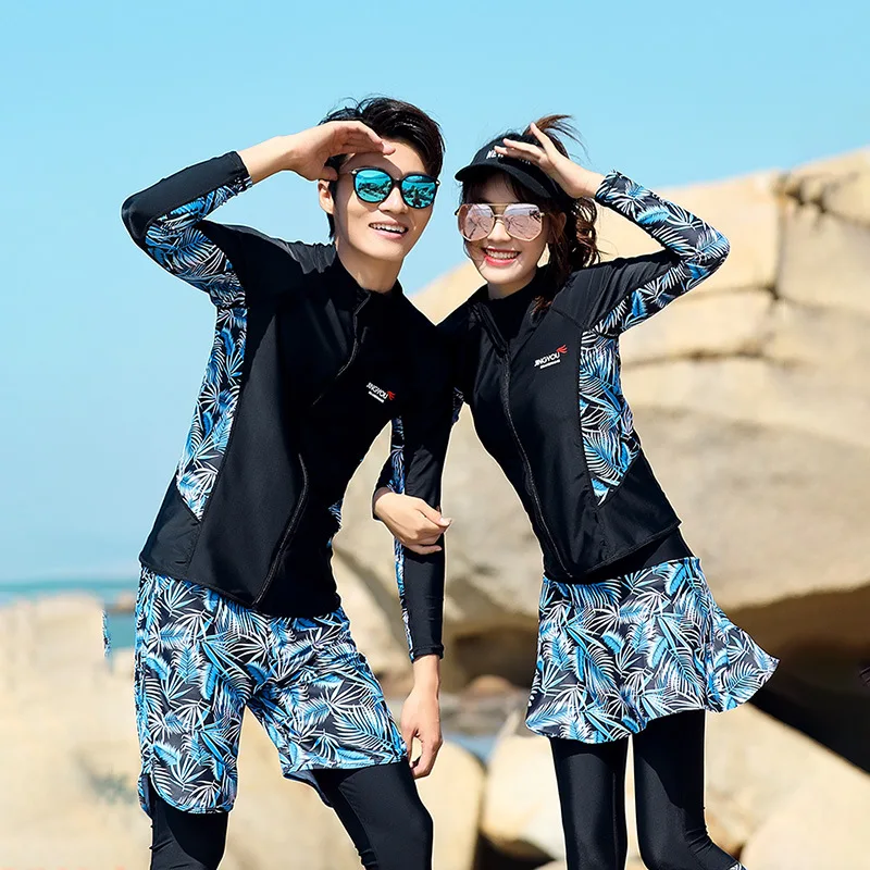 Men's Women's Quick Dry Sun Protection Long Sleeve Rash Guard Swim Sports Tee Shirt Pants and Trunks Full Body Bathing Suits