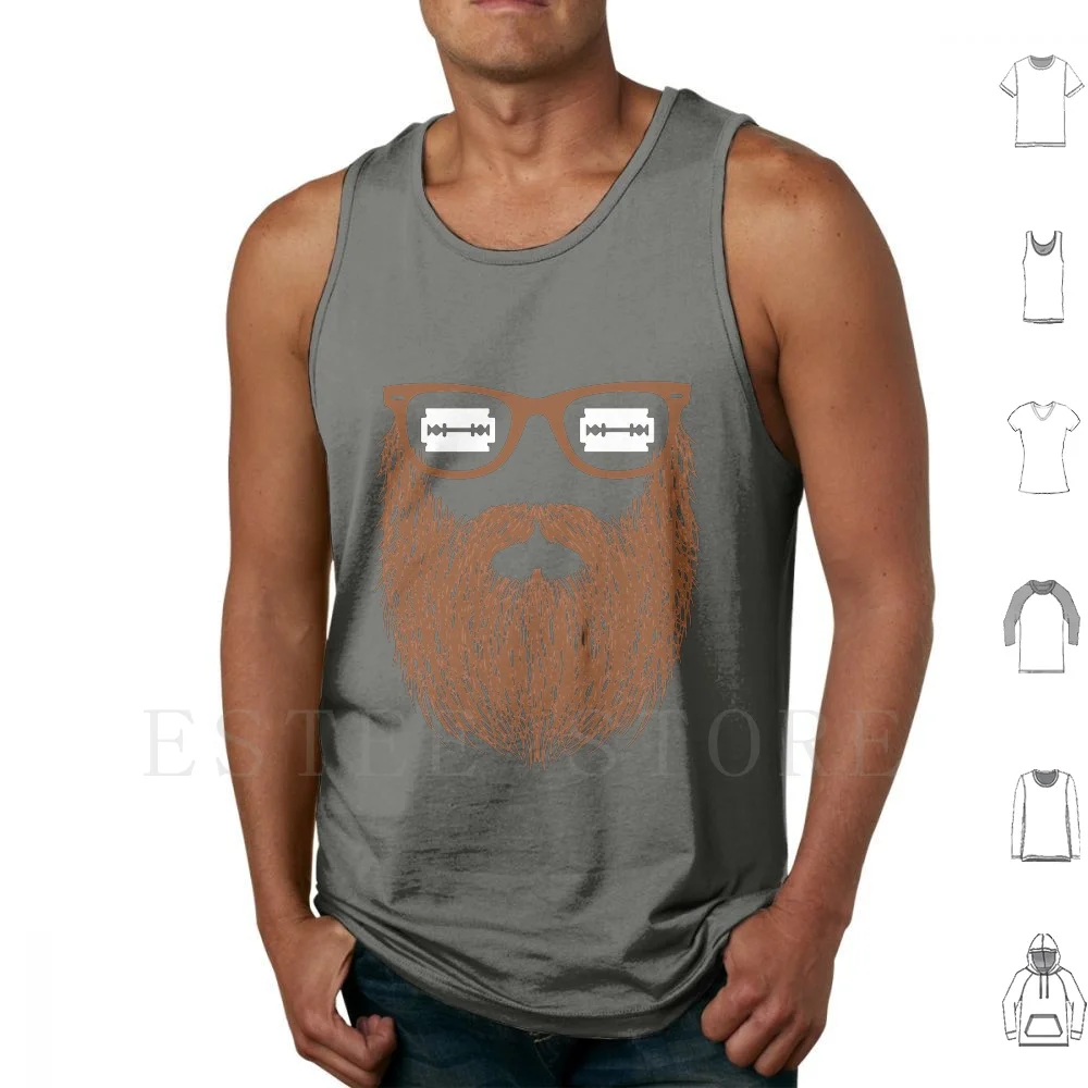 Men's With Beard Logo Tank Tops Vest Beard Black White Grey Red Beard Logo With Beard Logo And Glass