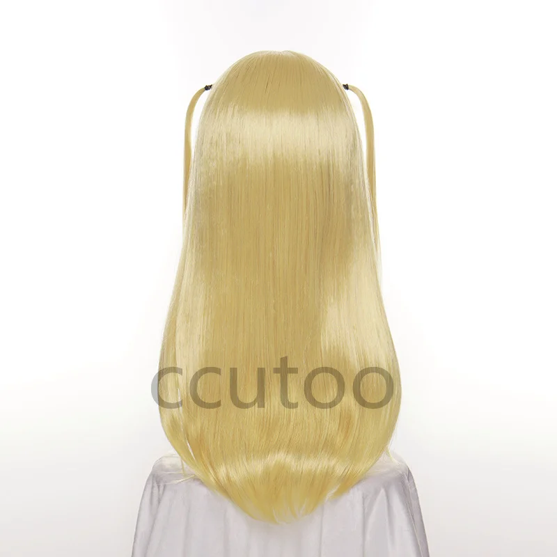 Anime Amane Misa Cosplay Wigs 60cm Long Styled Golden Yellow Heat Resistant Synthetic Hair Wig + Wig Cap