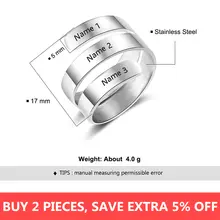 Personalized 3 Names Steel Ring for Women #3