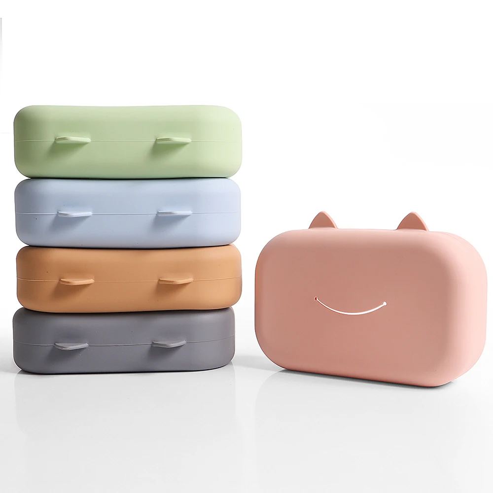 Soboba Taschentuchbox-Abdeckung, 100 % Silikon, Kitty-Katzenmuster, wiederverwendbare Babypflege-Wischtuchbox für Neugeborene, Feuchttücher-Box-Halter