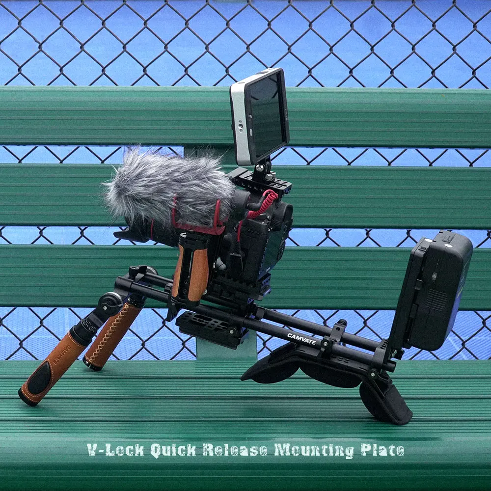 CAMVATE V-Lock Quick Release แผ่นยึด/แหล่งจ่ายไฟ Splitter มาตรฐาน15Mm Rod Clamp สำหรับกล้อง DSLR แบตเตอรี่กล้องติดตั้ง