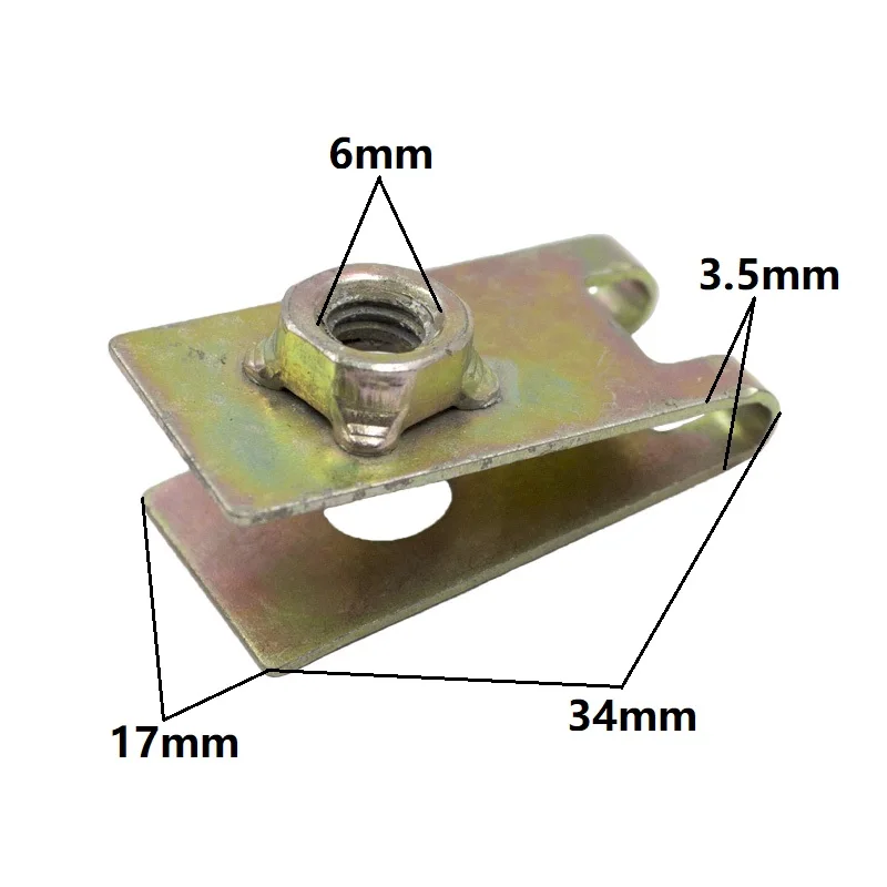 

100 шт. M6 металлические крепежные зажимы, пружинные гайки, U-образная гайка, номерной знак, панель автомобильной двери, Монтажный винт для приборной панели, скоростные гайки