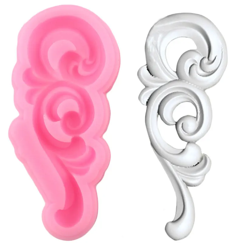 Flower Silicone Mold Baroque Scroll Relief Border Fondant Molds Angel Baby Cake Decorating Tools Candy Chocolate Gumpaste Mould