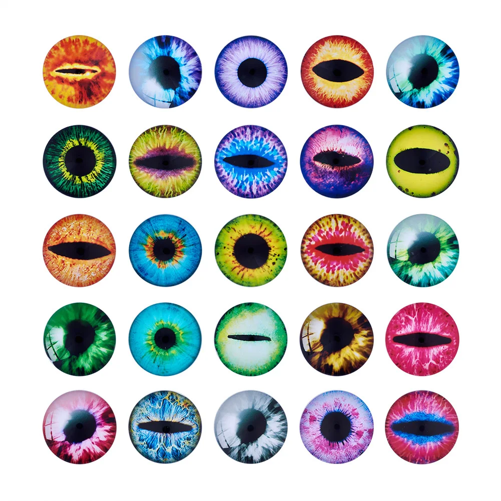 100pcs Eyes Cabochon Half Round/Dome Printed Photo Glass Cabochons for Handmade Jewelry Making Findings Mixed Color 25mm 30mm