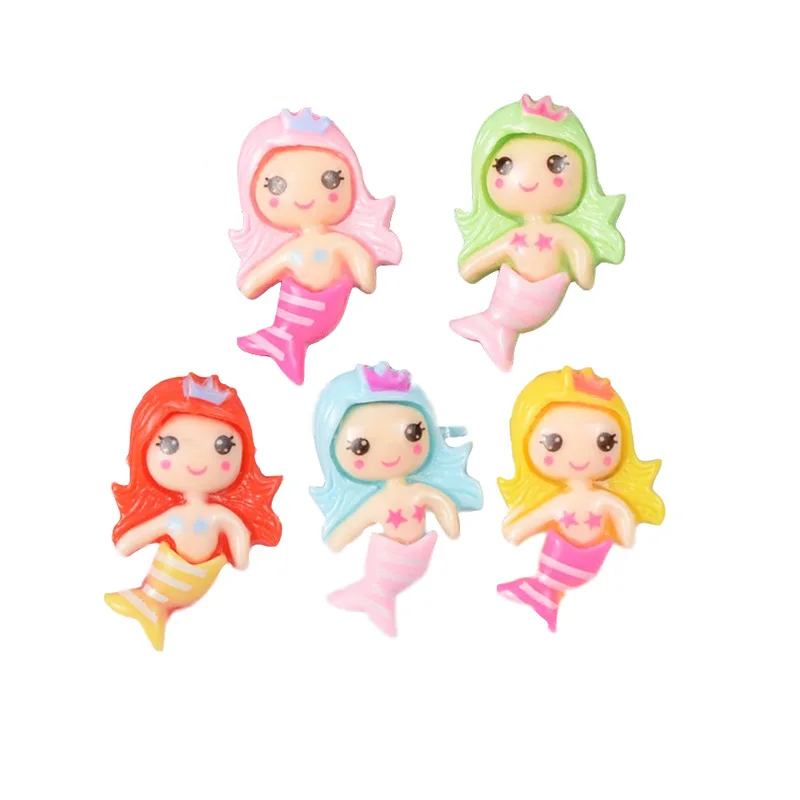 100pcs Cute Mermaid Princess Girl Resin Flatback Charms For Earring Findings Floating Pendant DIY Hairpin Fashion Jewelry Making