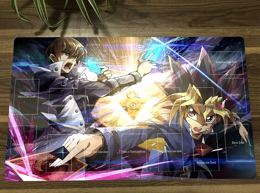 

NEW YuGiOh Duel Monsters Yugioh Playmat Kaiba Seto & Mutou CCG TCG Mat Mouse Pad With Zones + Free Bag Gift