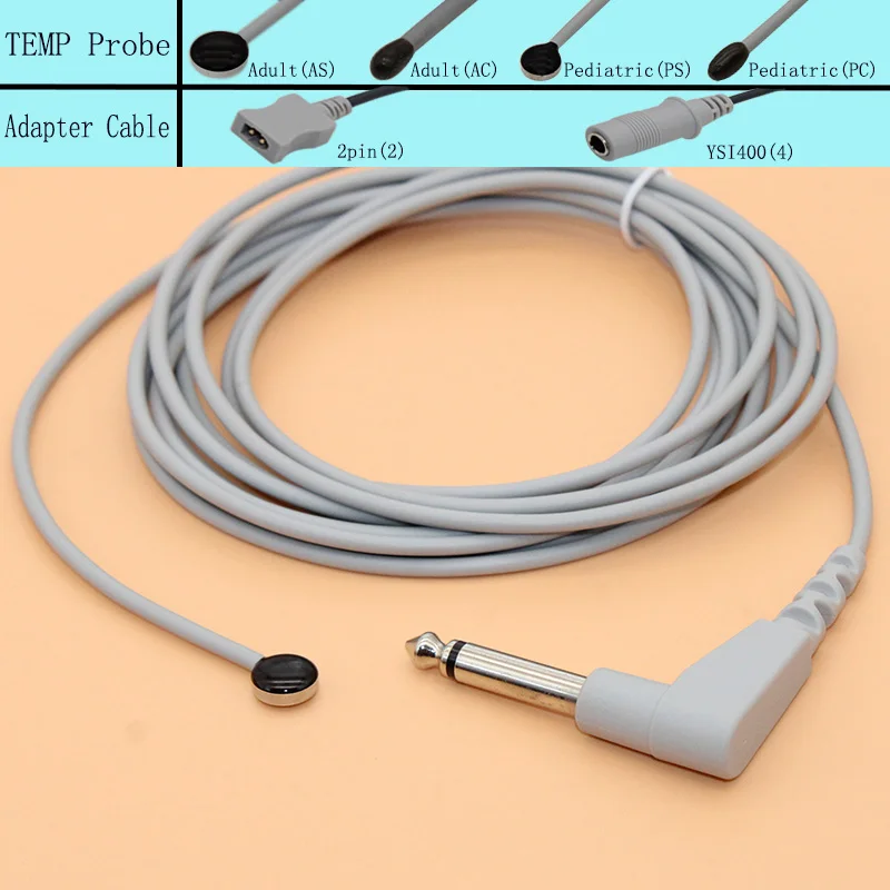 YSI 400 reusable temperature probe,adult/pediatric skin surface/esophageal/rectal TEMP sensor for Philips/Mindray/GE-Marquette.