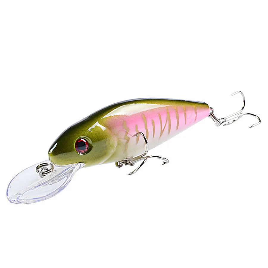 Jerkbait – leurre méné rigide avec hameçons, appât artificiel de type Wobbler idéal pour la pêche au bar ou au brochet, Crankbait