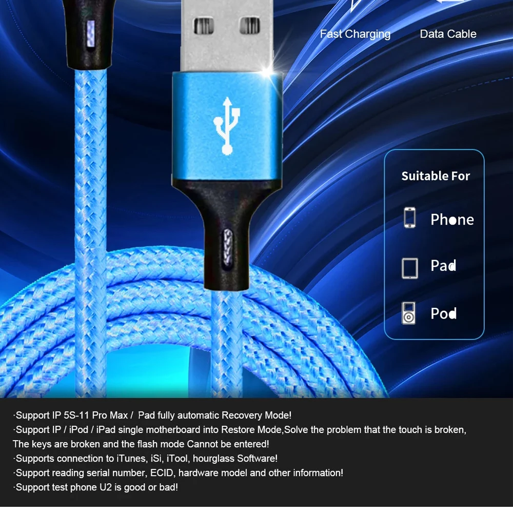 ISOFT IS-001 Easy Restore Mode Exclusive Brush machine cable for IPhone IPad iOS system Fast Charging Data Cable Sunshine tools