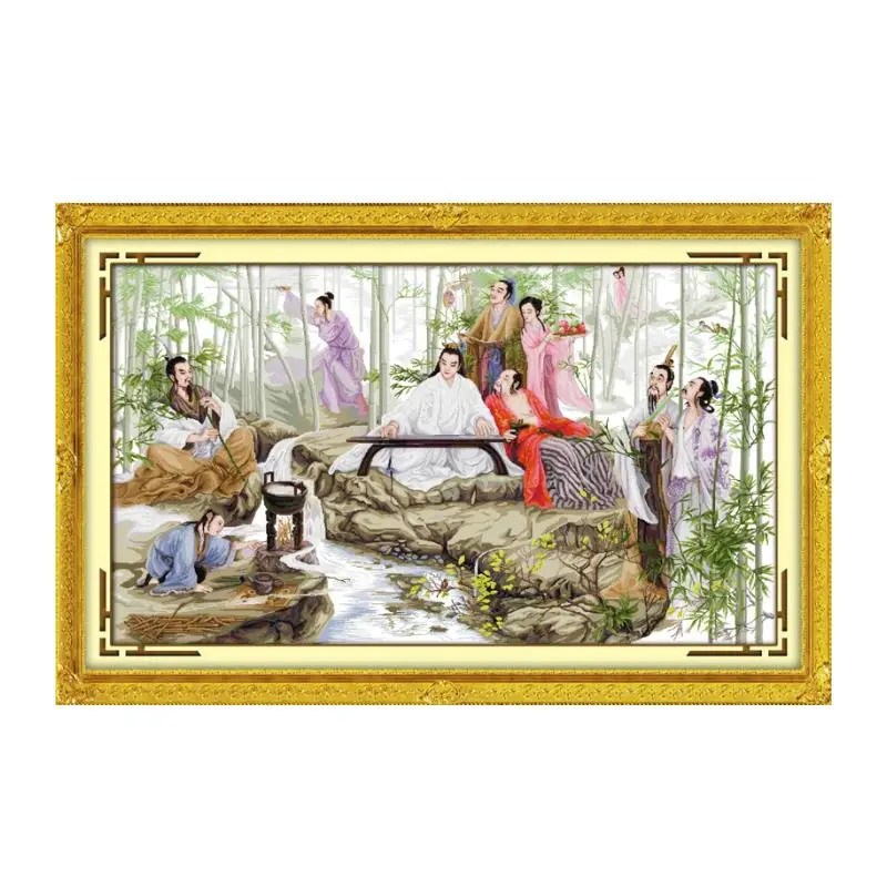 

Watching Bamboo cross stitch kit 14ct 11ct count print canvas stitching embroidery kits