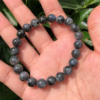 1件 鳳寶武天然石拉長石手鍊 黑色月光石圓珠 水晶療癒石飾品禮品 6 最佳銷售 黑月光石 - №3
