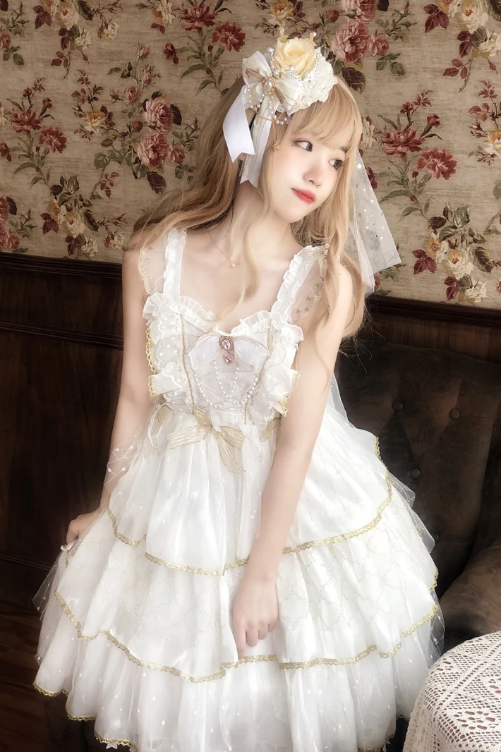 Oryginalny Design sukienka Lolita spowiedź miłość wiersz jasny kwiat ślub Sling JSK sukienka odzież Kawaii słodka sukienka Lolita sukienka Lolita