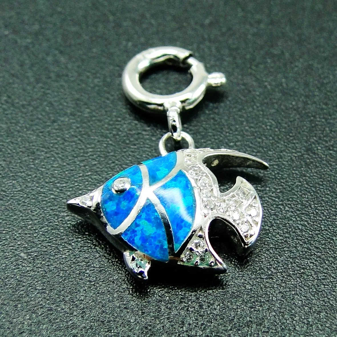 Charms Jewelry Sea Life Collection Blue Opal Fish 14~16mm Silver Bracelet Charms Hot Selling Jewelries