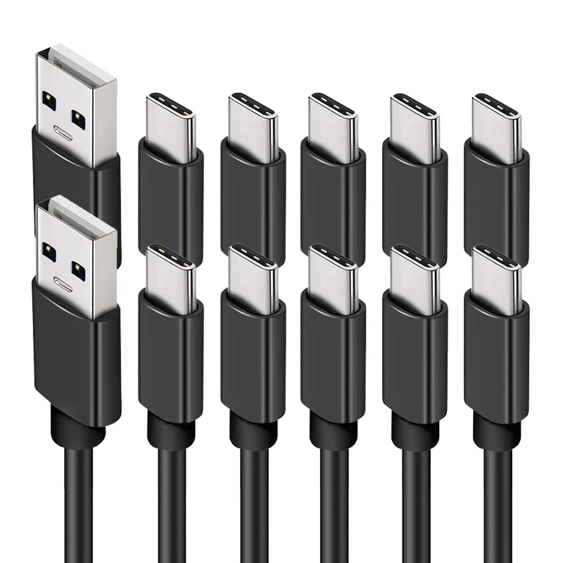 USB Type C Cable 3A 10-Pack Fast Charger Cord for Samsung Galaxy S21 S20 S8 S9 S10 Note 9 8 Google Pixel 2 3 XL LG G7 V20 V30