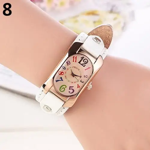 Fashion Casual Women Watch Faux Leather Diamond Strap Band Oblong Case Quartz Wrist Watch clock reloj mujer relogio feminino La