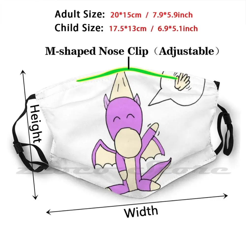 Blaze Washable Trending Customized Pm2.5 Filter Mask Dragon Cute Purple