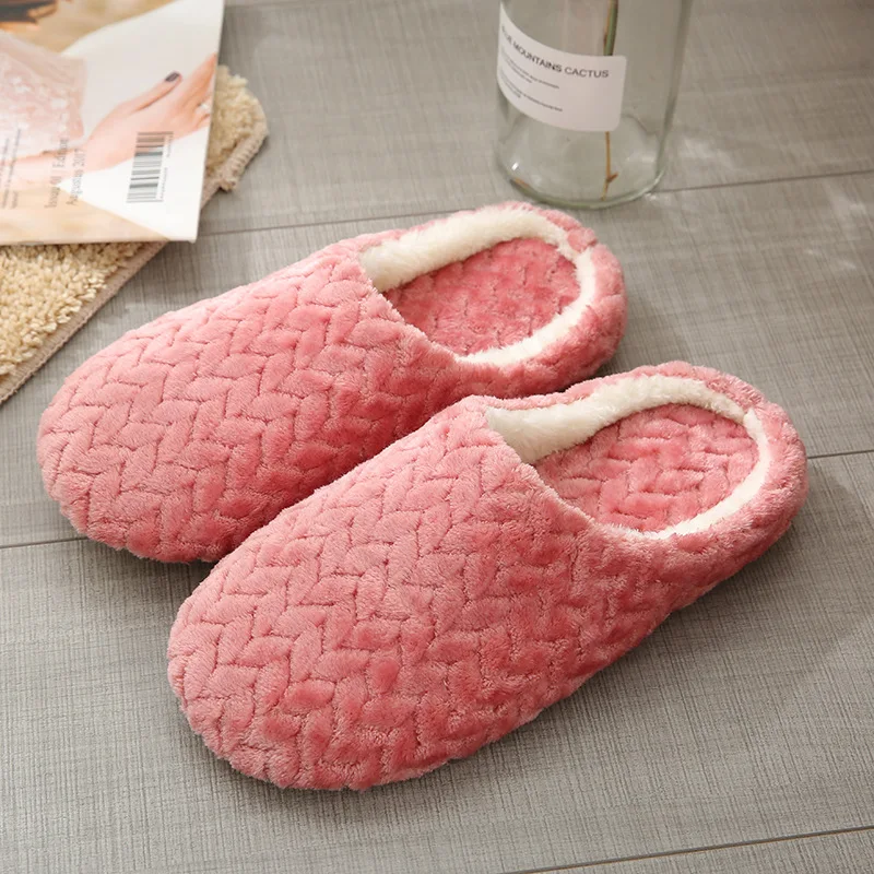 Women Indoor Slippers Warm Plush Home Slipper Autumn Winter Shoes Woman House Flat Floor Soft Silent Slides for Bedroom