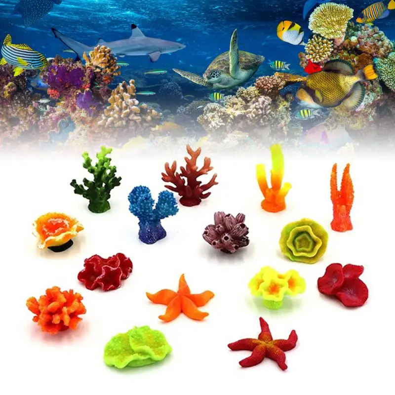 Simulation Vivid Aquarium Resin Coral Ornaments Artificial Coral For Fish Tank Ornaments Colorful Coral For Fish Tank Ornaments