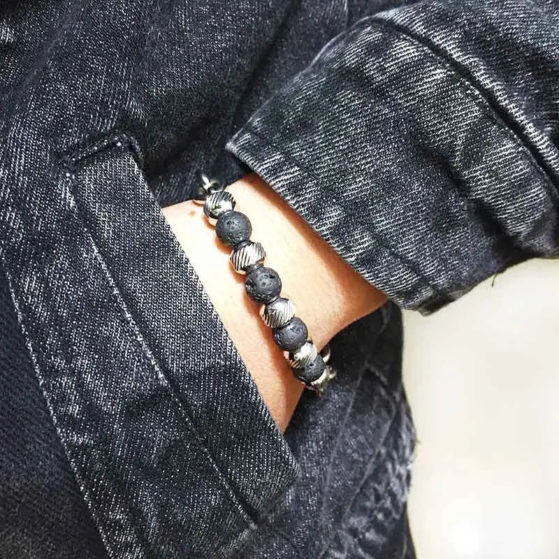 Trendy Mens Stainless Steel Bracelet 100% Real Natural Stone Beads Braslet Tiger eye Punk Link Chain Brazalete Gift For Him