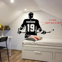 Hockey Vinyl Sticker Custom Name Hockey Decal Hockey Wall Decor Numbers A1-047 Paper ROWNOCEAN Modern Ice Choose Name and Jersey