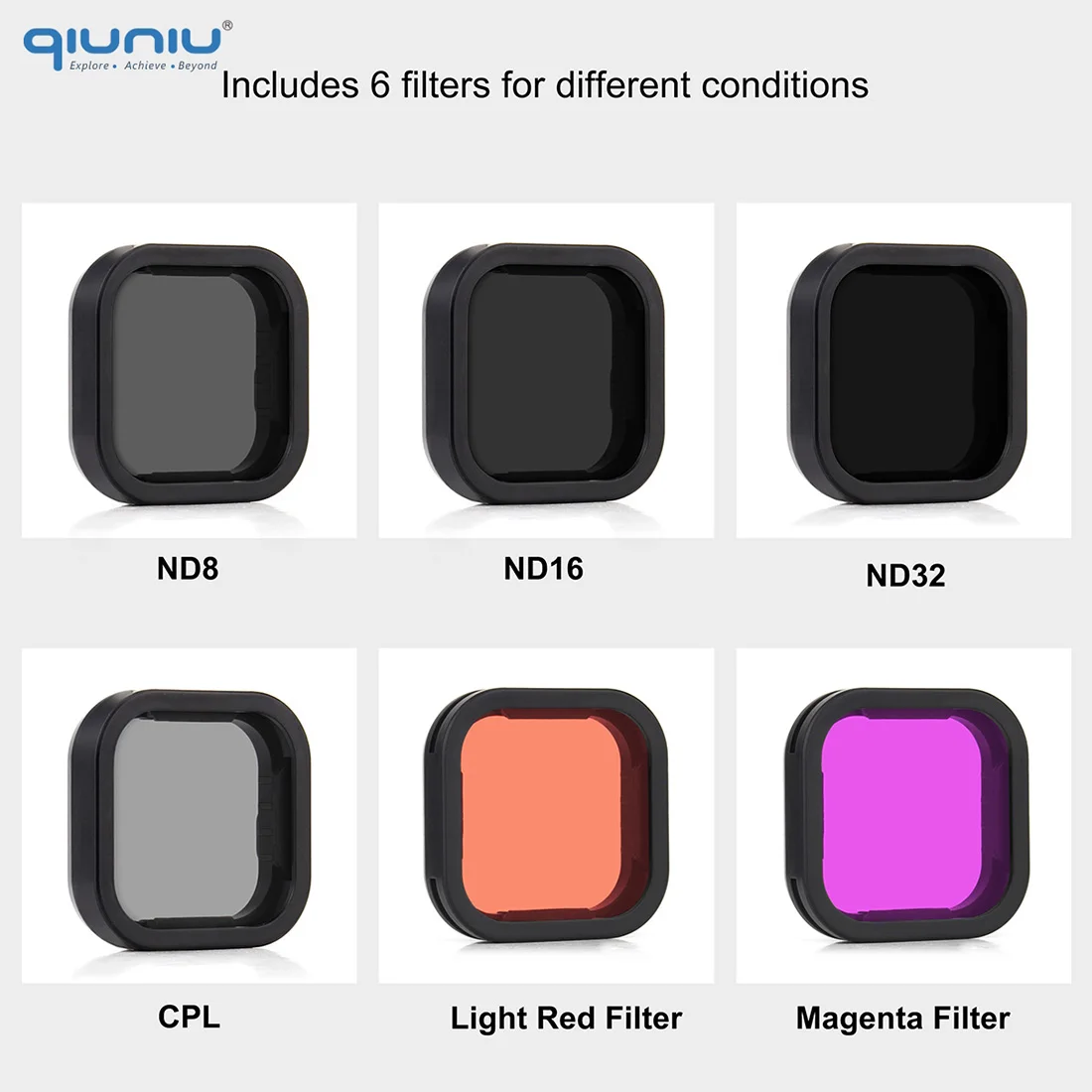 QIUNIU ND CPL Filter for GoPro Hero 9 10 11 12 Black Color Correction Red ND32 ND16 ND8 CPL for Go Pro 12 10 9 ND Lens Filter