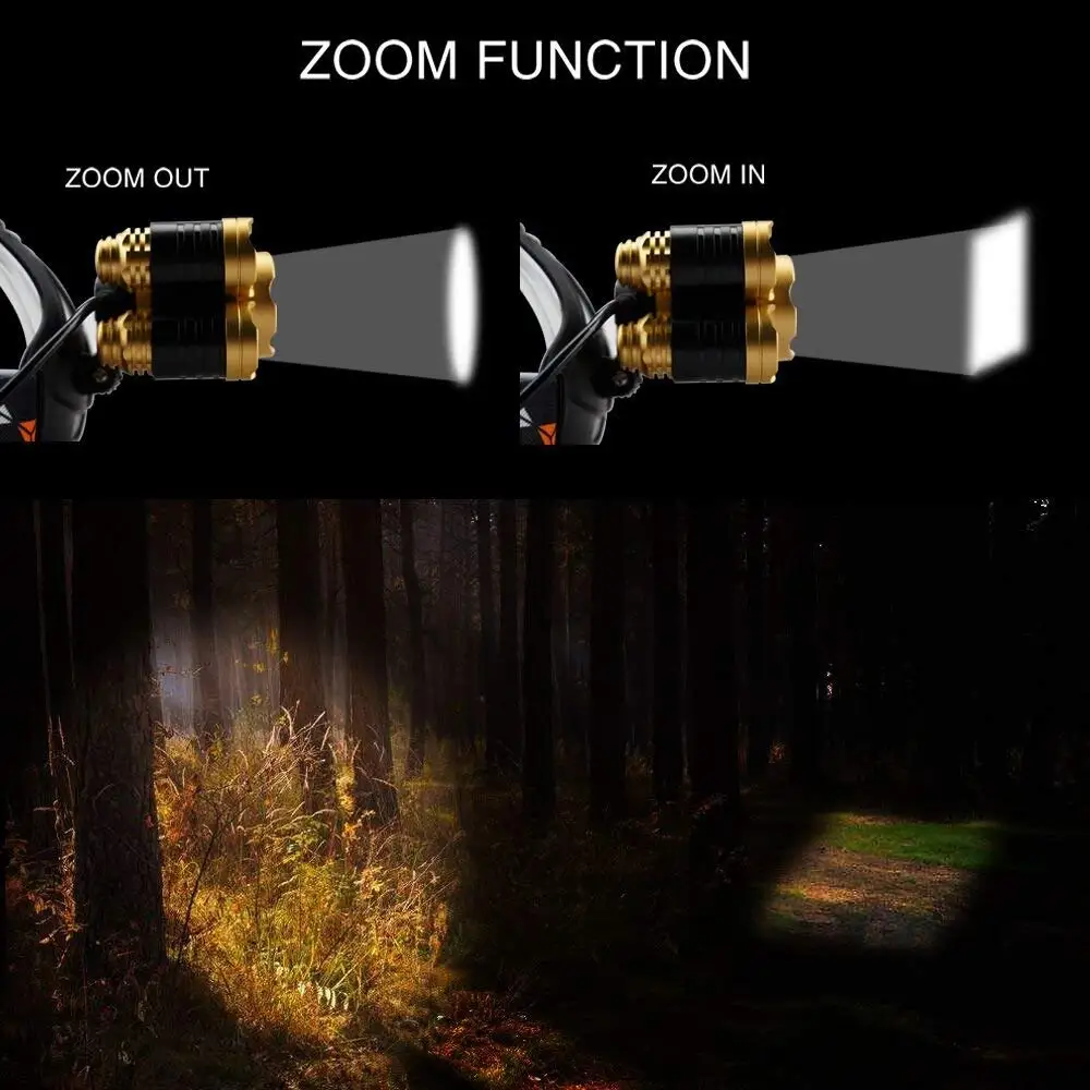 80000LM Sensor LED Headlamp Fishing Headlight 5LED Lanterna T6 Head Torch Lamp Flashlight Waterproof Camping Light By 2x 18650