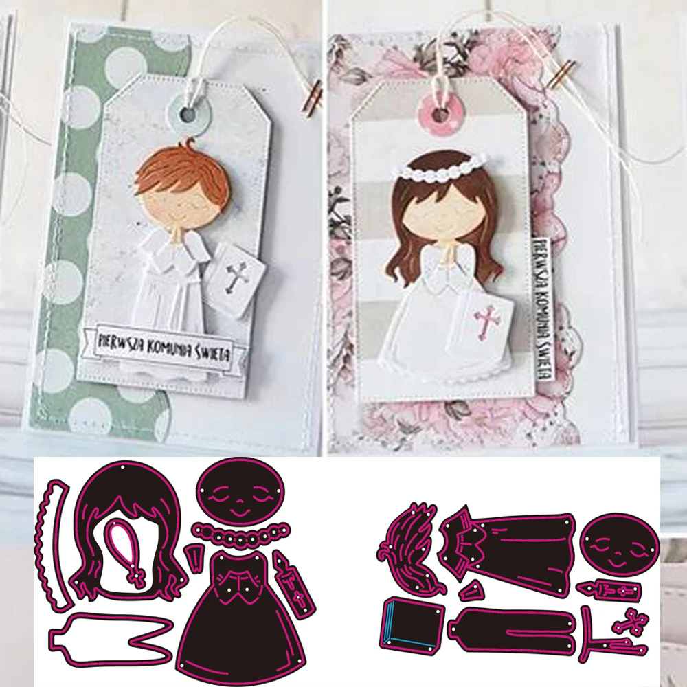 Metal dies set My first communion boy and girl para tarjetas mi primera comunión niño niña Metal Cutting Dies   DIY Crafts