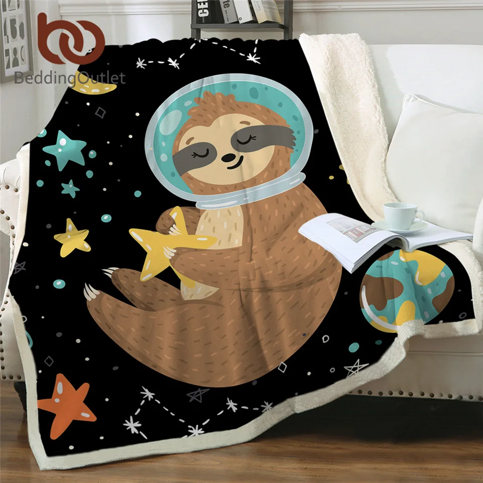 BeddingOutlet-mantas de pereza para cama, manta de felpa de animales de dibujos animados, ropa de cama de estrellas, planetas, universo, espacio exterior, Sherpa, forro polar