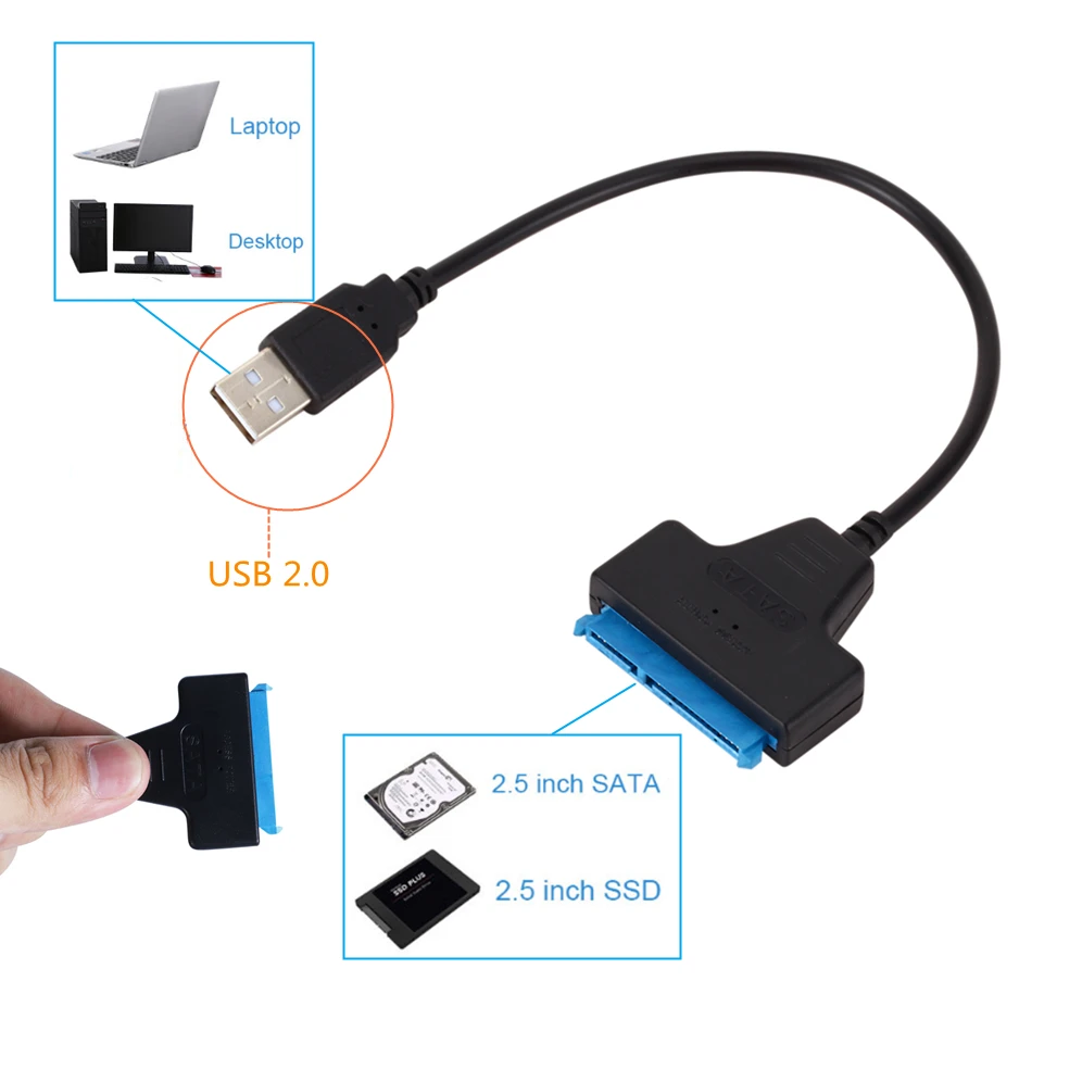 Grwibeo Cavo USB SATA 3 Adattatore Sata a USB3.0 FINO a 6 Gbps Supporto Disco rigido HDD SSD esterno da 2,5 pollici 22 pin Sata III A25 2.0