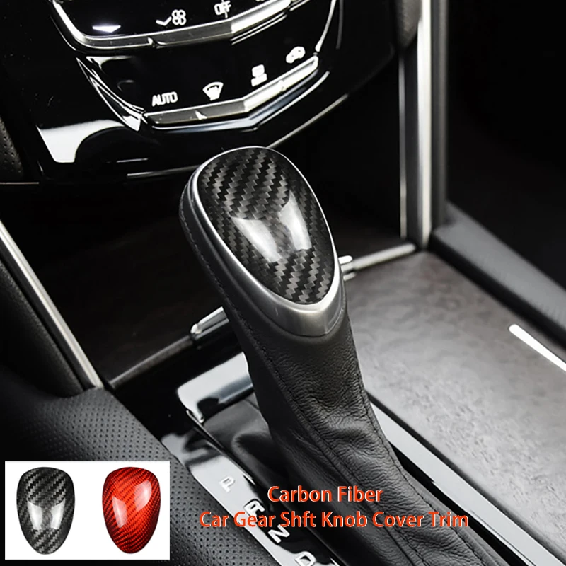 

Real Carbon Fiber For Cadillac ATS-L XTS Accessories Gear Shift Knob Cover Trim Car Interior Decoration Gear Head Car Sticker