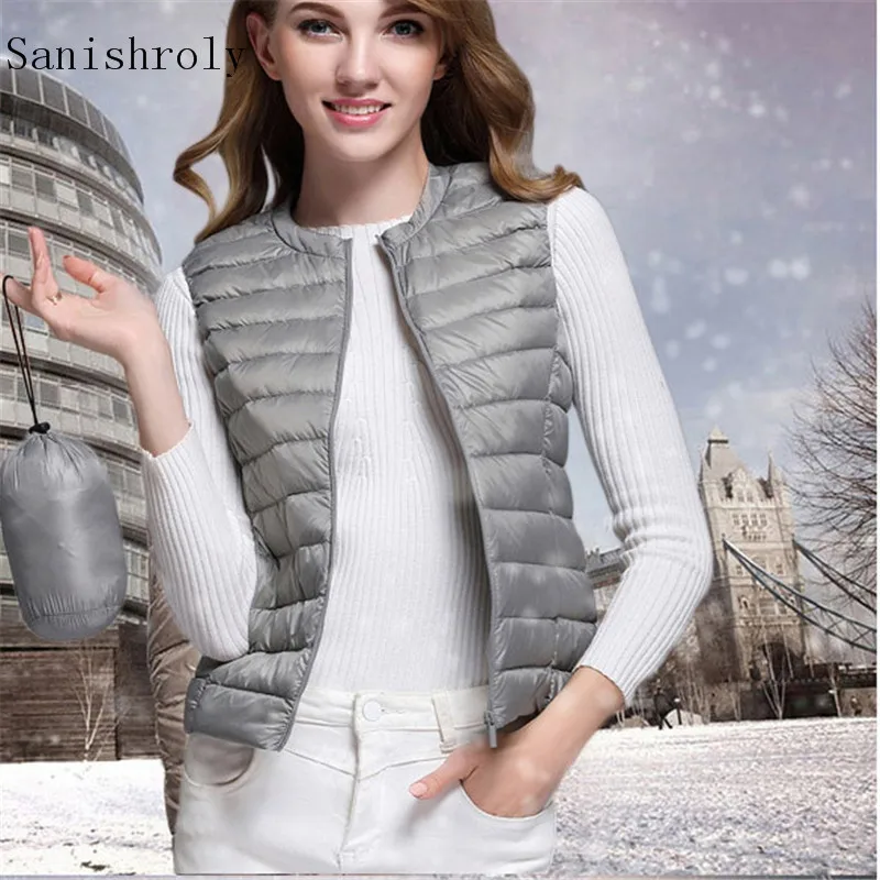2025 Autumn Winter Ultra Light 90% White Duck Down Vest Coat Women O Neck Sleeveless Tank Waistcoat Female Slim Windproof Jacket