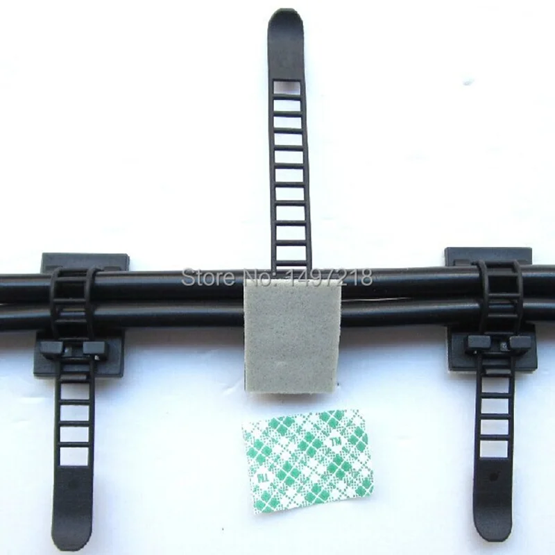 10-100 PCS CL-1 Bianco e Nero 3 M Adesivo di Plastica Cavo Pinze Morsetto per Filo Cravatte Regolabile Cavo cravatta Fix Supporto Pinze
