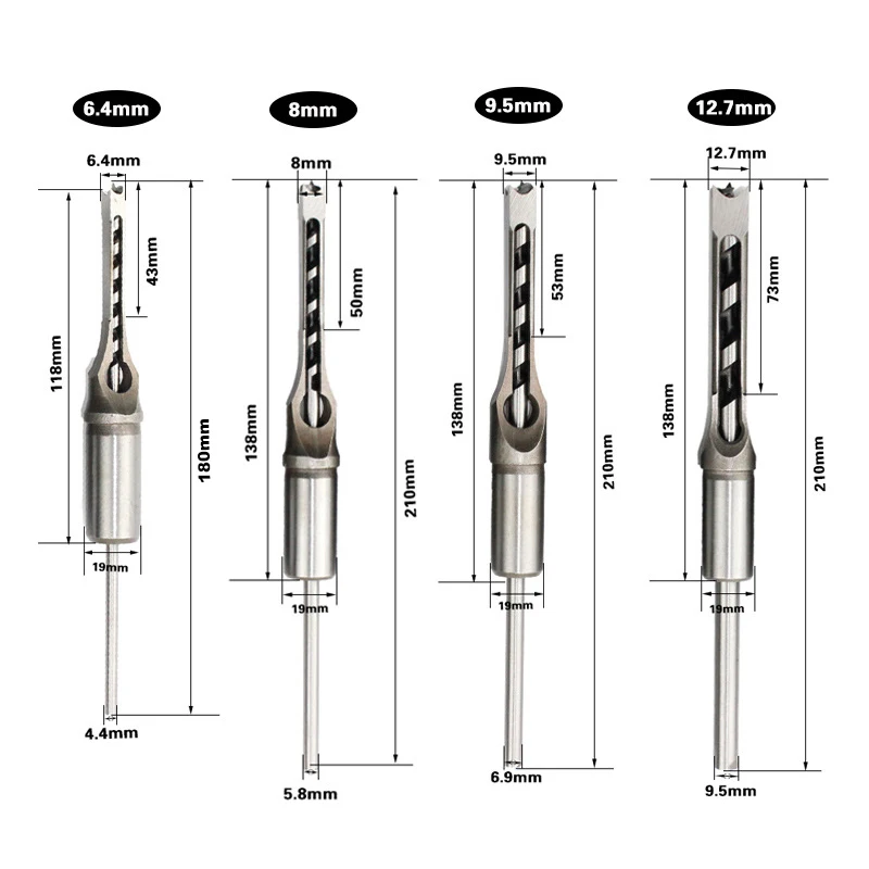 Mèches pour le travail du bois, 4 tailles, tarière carrée, mortaises, ciseau, outils de perçage, trou carré, scie étendue, Machine à Tenon carré, foret HSS