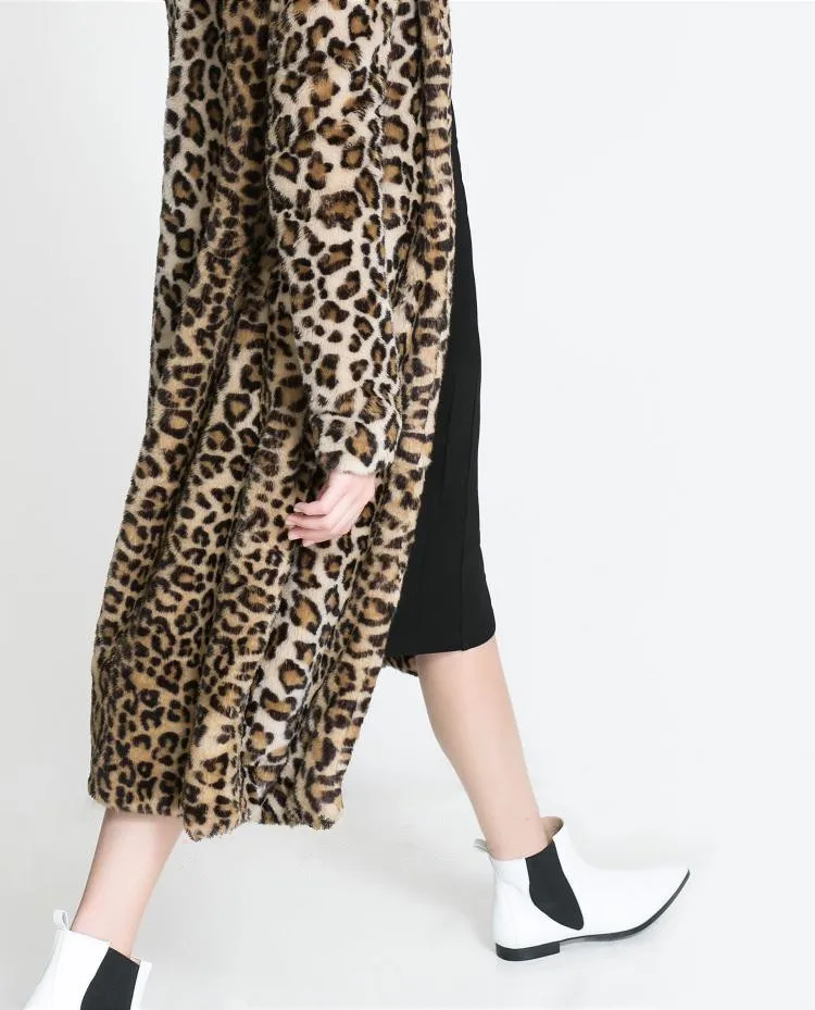 long maxi leanpard fur coat