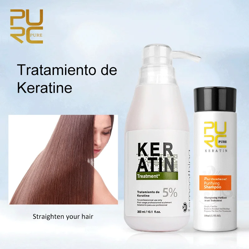 PURC Brazilian Keratin Hair Treatment Set Straightening Smoothing Repair Damage Hair Care Products