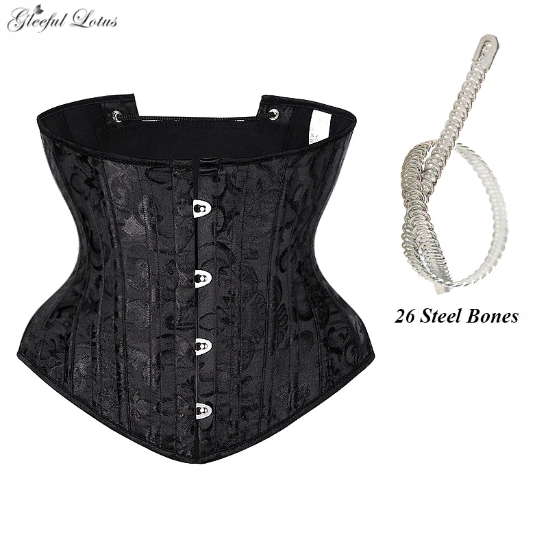 Underbust Corset Sexy Gothic Busiter Steel Boned Waist Trainer Short Torso Women Slimming Sheath Girdle Waist Cincher Lace Up