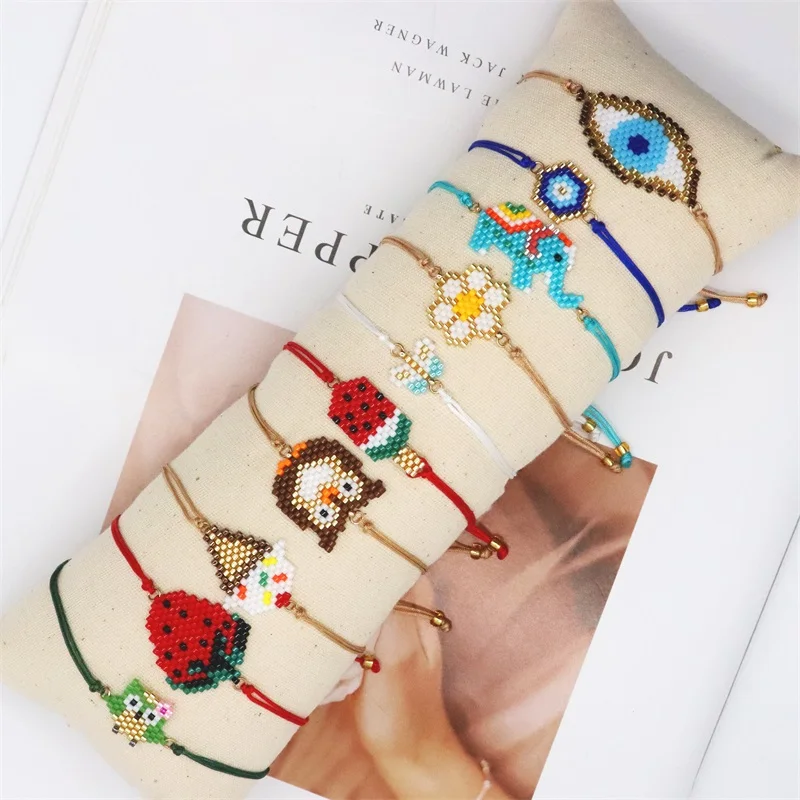 ZHONGVI Simple Bracelet For Women Bohemian Miyuki Cute Flowers Fruit Pattern Bracelets Friendship Jewelry Gift For Girl Pulseras