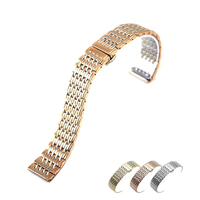 Slim Solid Watch Strap 13mm 18mm 20mm 22mm Stainless Steel Watch Band Butterfly Buckle Replacement Watchband Wrist Bracelet JL9Z