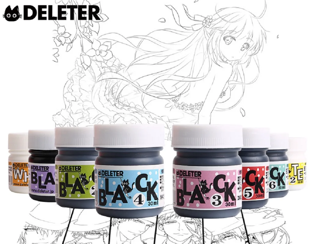 

Japan deleter series black ink/comic ink/waterproof ink correction fluid 30ml painting school supplies art supplies