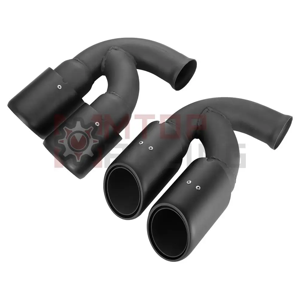 Exhaust Muffler Pipe For Porsche Cayenne V8 2011 2012 2013 2014 Short Tips End Matte Black