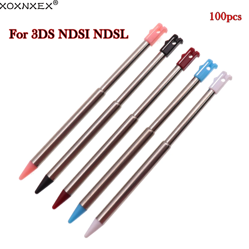 100 pces retrátil metal 7-12cm comprimento da tela de toque caneta stylus conjunto para nintendo ndsi ndsl para 3ds jogo acessório