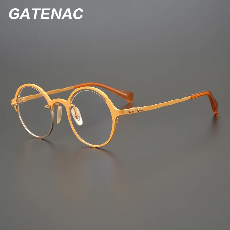 Vintage Titanium Eyeglasses Frame Men Round Myopia Prescription Optical Glasses Frame Women 2021 New Japan Retro Luxury Eyewear