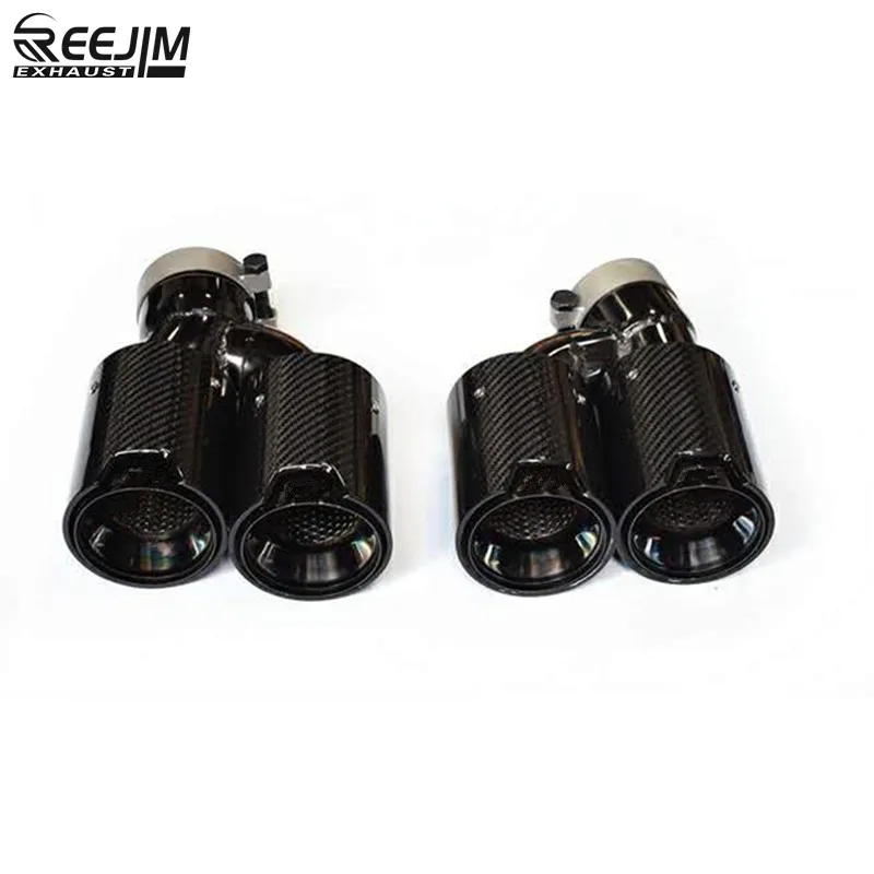 1 pair M logo carbon fiber modified car rear exhaust pipe muffler tip tailpipe for B M W 525 528 530 G30 G38 5 series in 2018+