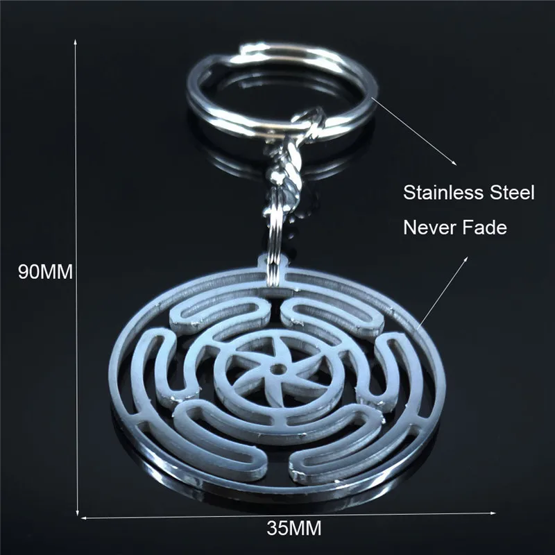 Hekate-Rad Schlüsselanhänger aus Edelstahl Strophalos Hekate Magisches Symbol Logo Charm PIN Schlüsselanhänger Schmuck llaveros K3046S03 – Detail 3