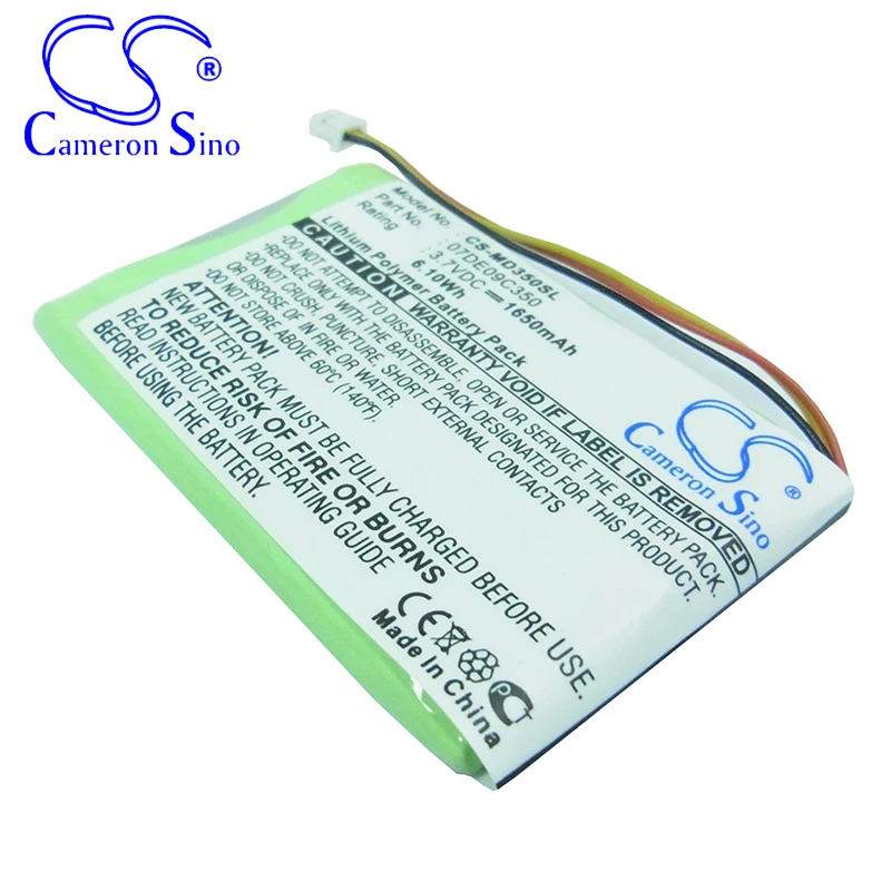 CameronSino Battery for Medion PNA350 GoPal PNA350 GoPal PNA350-S GPS,Navigator battery 1650mAh 3.70V Li-Polymer Black