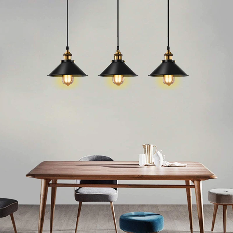 Vintage Industrial Pendant Light Hanging Kitchen Pendant Lights Fixtures E27 Base for Living Room