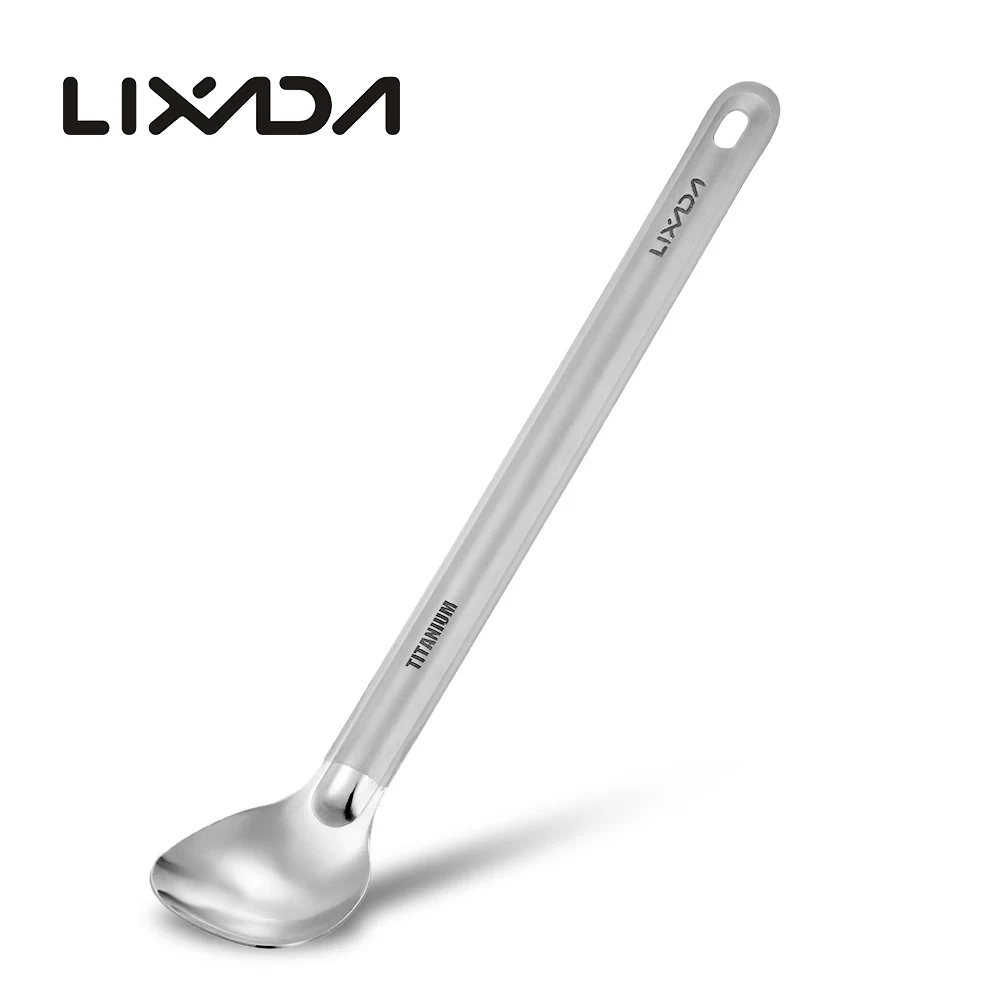 Titanium Long Handle Spoon with Polished Bowl Outdoor Portable Spoon Cutlery Kitchen Camping Hiking Picnic Tablewareware